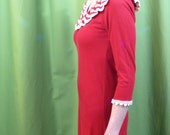 Handmade red and white knit dress
