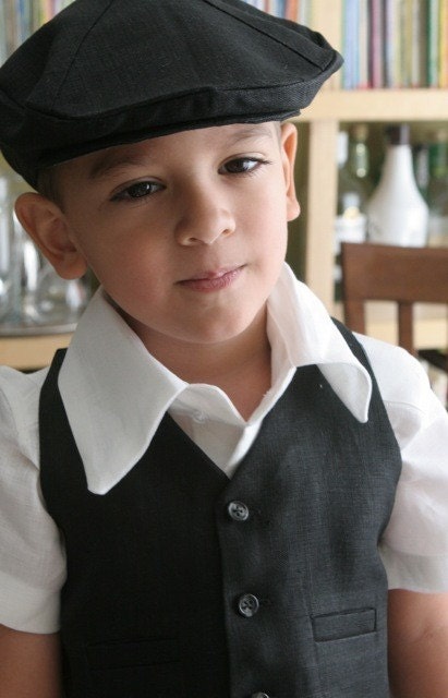 Black Linen Pants and waistcoat/vest Set
