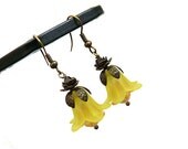 SALE Lily Earrings Yellow Flower Lilies Victorian Wedding Bridal Bride Sunflower Mustard Masquerade Dangle Filigree Jewelry Gothic Jewellery