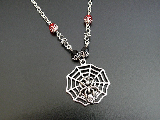 SALE Gothic Necklace Spider Web Dark Noir, Wedding Bridal Bride Groom, Macabre Fantasy Victorian Fairytale Goth Jewelry Gothic Jewellery