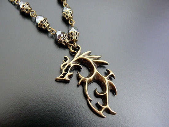 Gothic Necklace Dragon Dark Noir, Wedding Bridal Bride Groom, Tribal Fantasy Mens Womens Goth Jewelry Gothic Jewellery