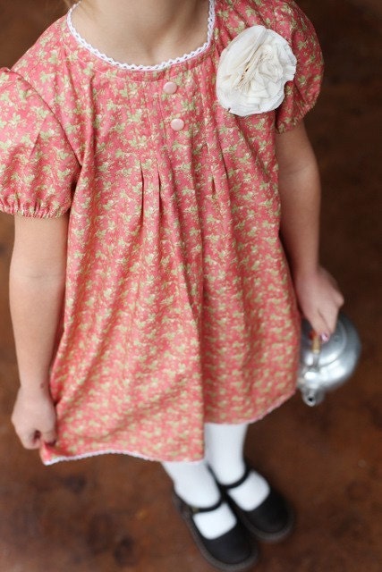 Peach Dress with detachable Flower Pin SALE