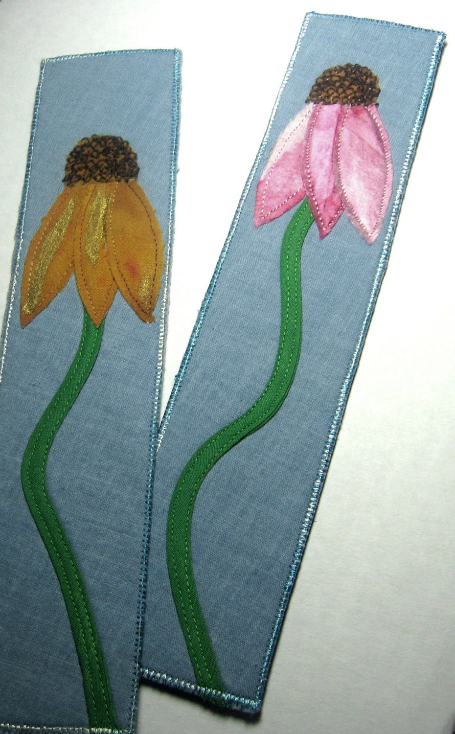 Cone Flower Textile Bookmarks by Rainstudio