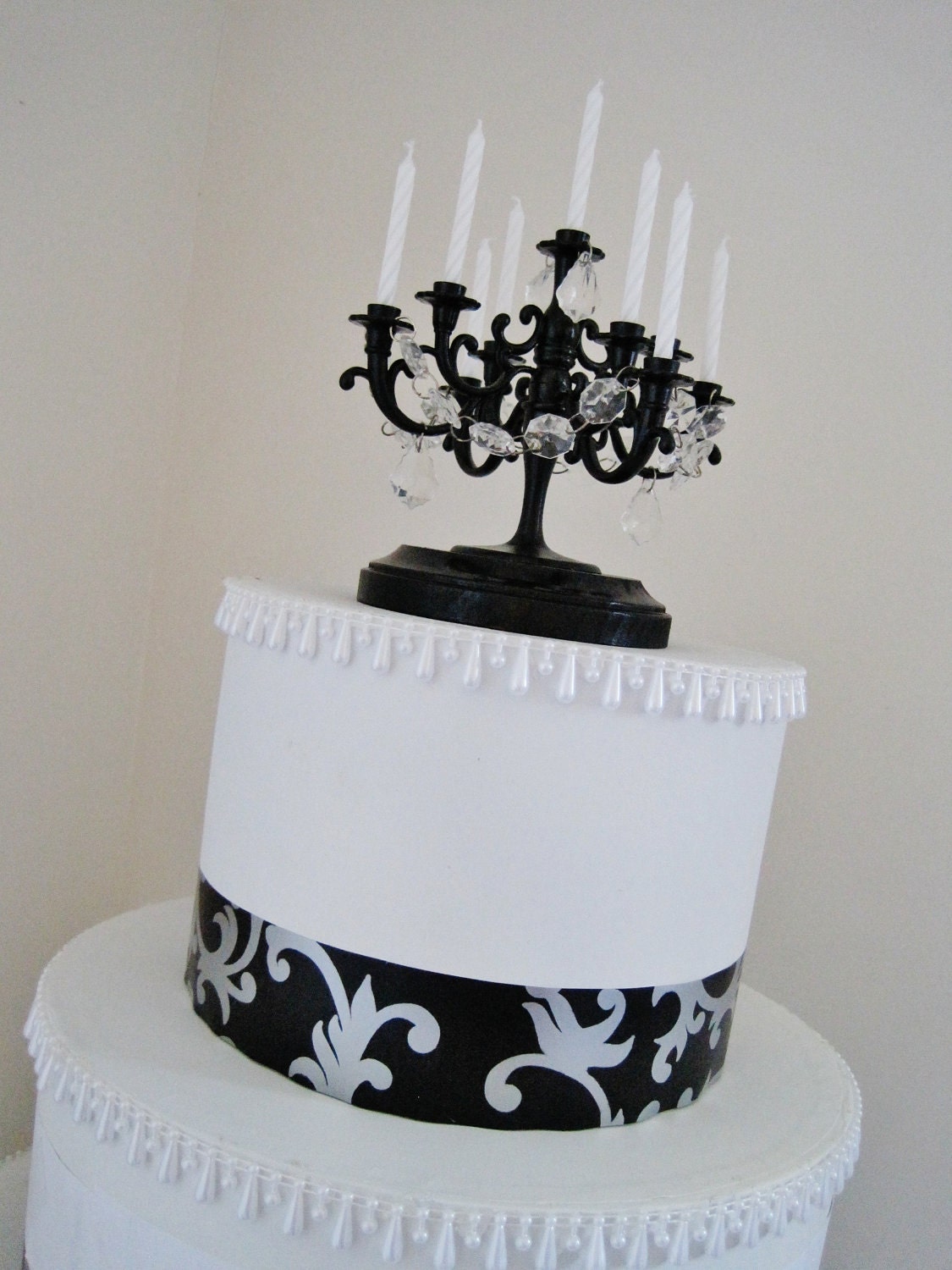 AMAZING Black Candelabra Wedding Cake Topper