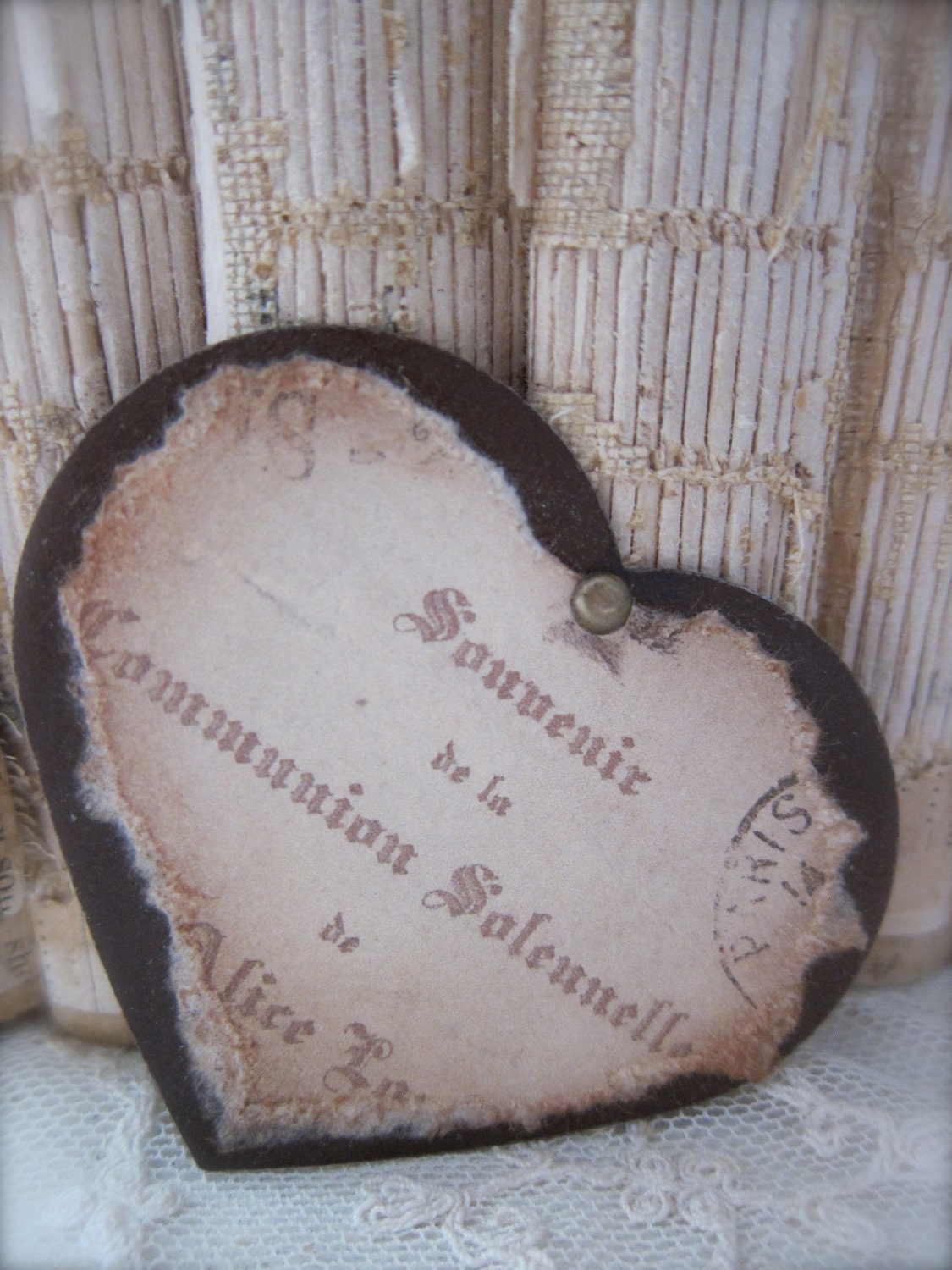 Vintage Inspired French Grave Marker - Mourning Plaque - Metal Tag