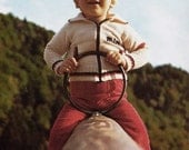 Vintage postcard Little Blond Boy on Seesaw 1970s - Free U.S. shipping