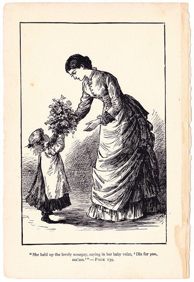 1901 Flowers for Mother illustration page Victorian bouquet from Louisa May Alcott Rose in Bloom - Free U.S. shipping