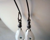 Solar Quartz Earrings, Oxidized Sterling Silver - Lunar