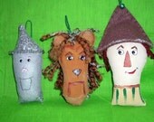 Wizard of Oz Christmas Ornaments Handmade set of 8 Movie like Characters OOAK Dorothy Cowardly Lion Tin Man