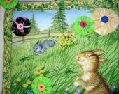 Easter Bunny Rabbit Quilt Handmade wall Hanging Nursery Child Room Holiday DecorationGift Home Decor