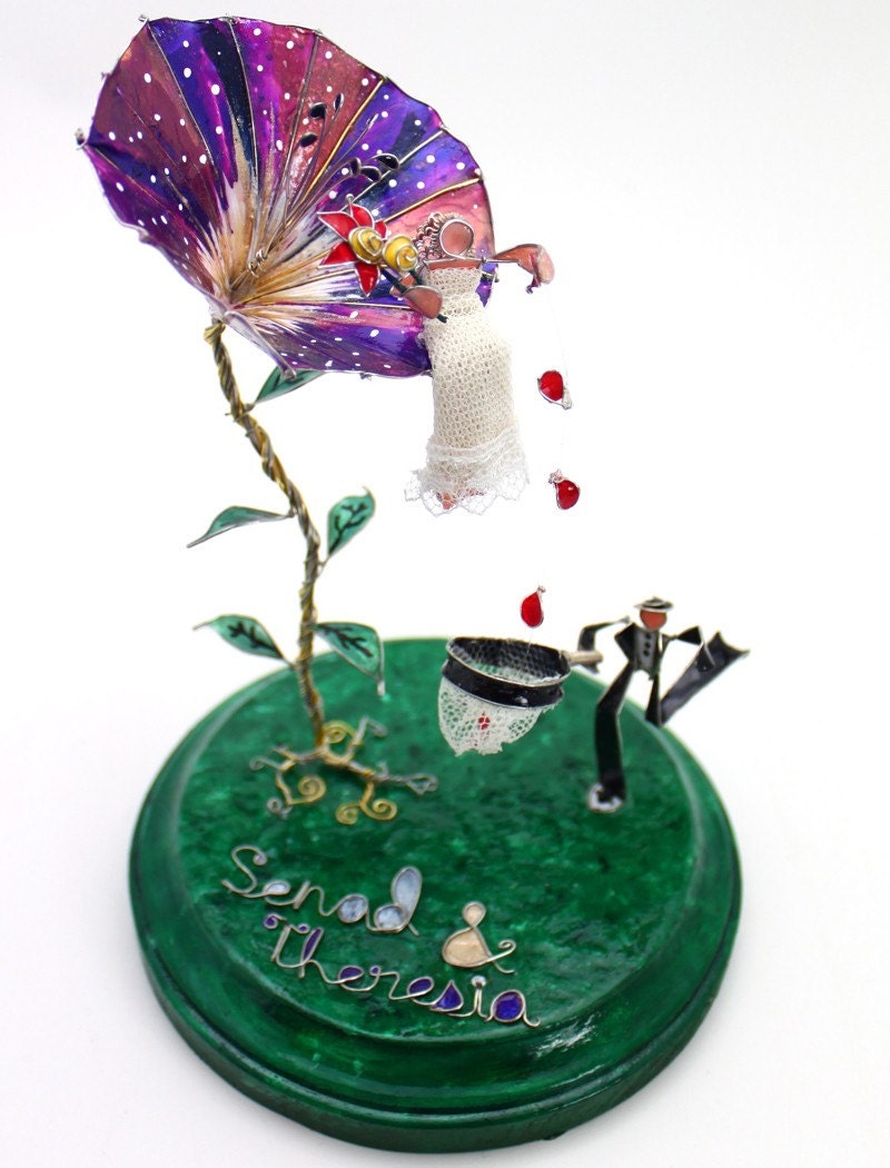 He Loves Me Morning Glory- Custom Wedding Cake Topper