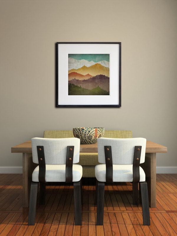 MOUNTAIN VIEW Smoky Mountains Green Mountains Framed Giclee Print 24x24 inches SIGNED