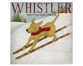 YELLOW DOG Ski Company Labrador Retriever Graphic Art Giclee Print 12x12 inches Signed Whistler