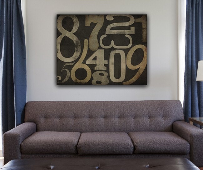 Number Sign Numerology Vintage-style Graphic Art Stretched Canvas Wall Art  30x40x1.5 Ready-to-Hang