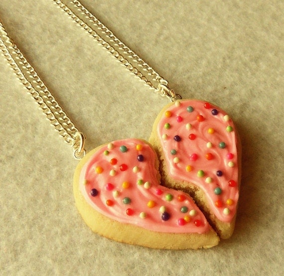 best friends sugar cookie half heart best friend necklaces bff