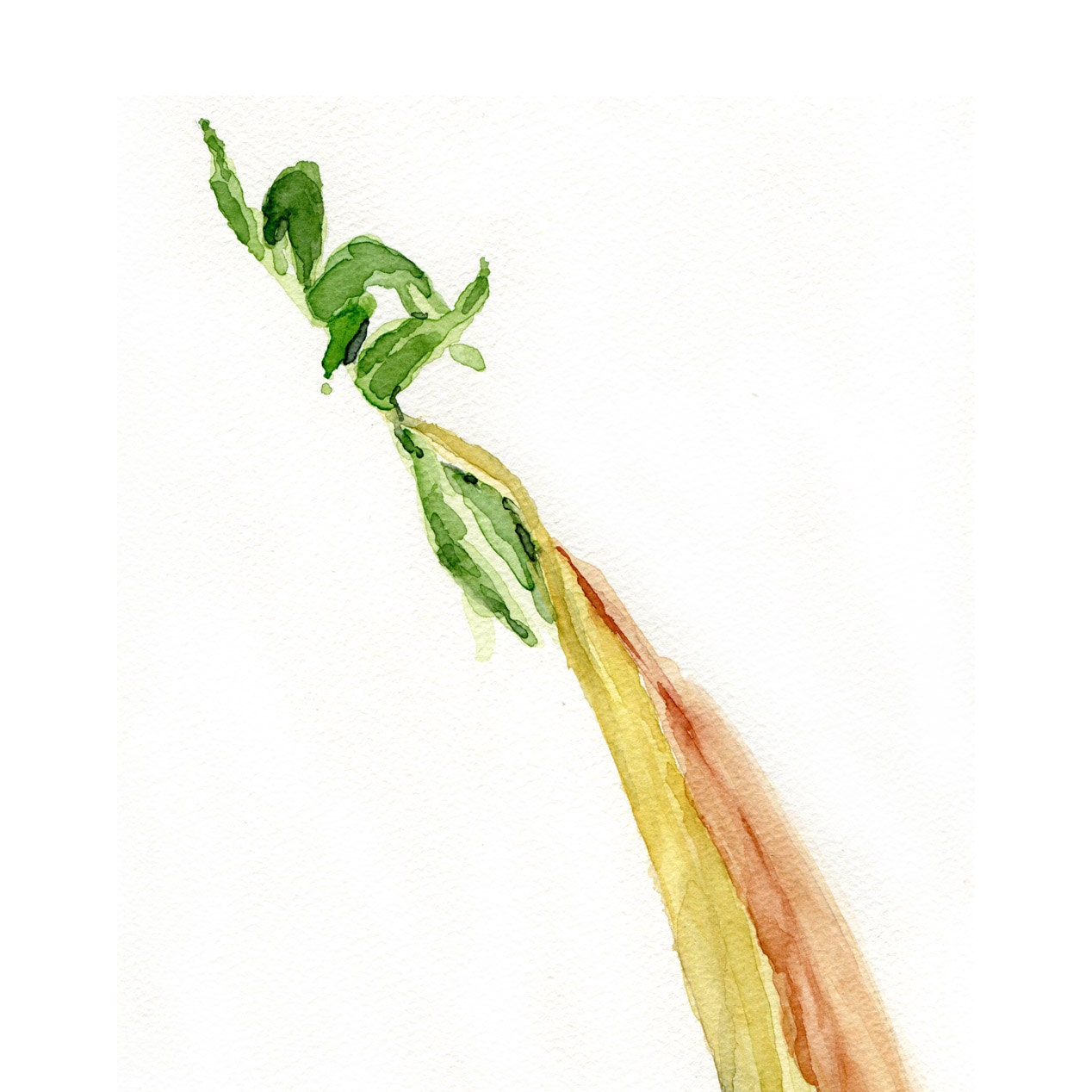 A Leaf is Born Original watercolor painting, nature , botanical, home garden, minimalist