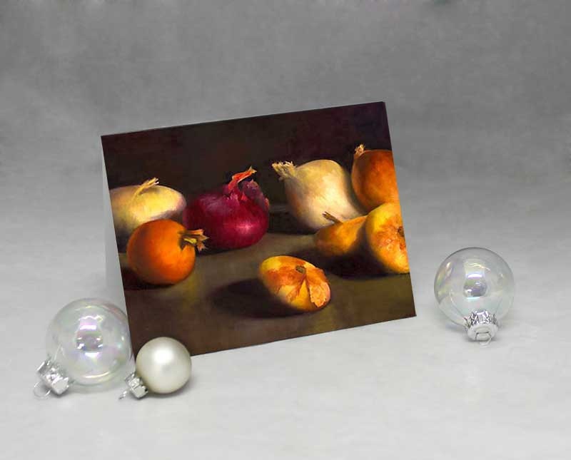 blank greetings cards oil painting set of 6 - Red Onion - still life reproduction art card