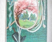 St Patricks Day Postcard, Shamrocks and Horseshoes