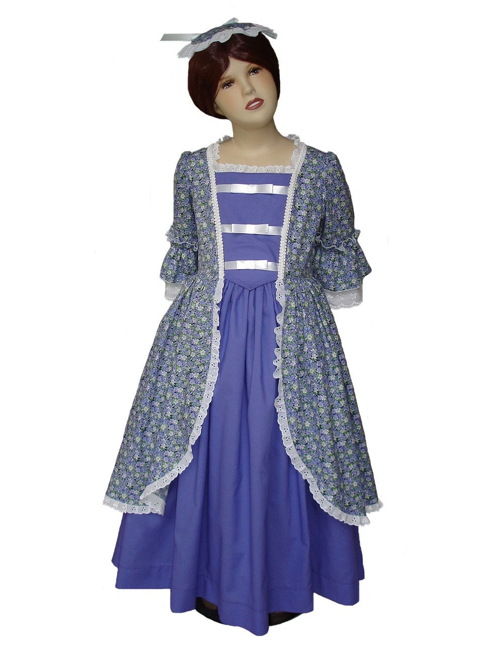 Custom Boutique Historical American Girl Inspired Felicity COLONIAL BALL GOWN Purple Girl Size Dress