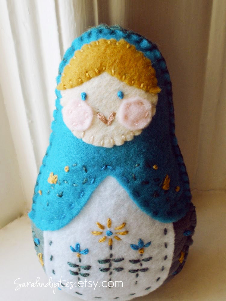 Embroidered Felt Matryoshka Doll Plushie - INSTANT DOWNLOAD - Sewing Pattern PDF