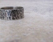 Mens Wedding Ring Hammered Mens Silver Ring Silver Wide Rustic Wedding Band