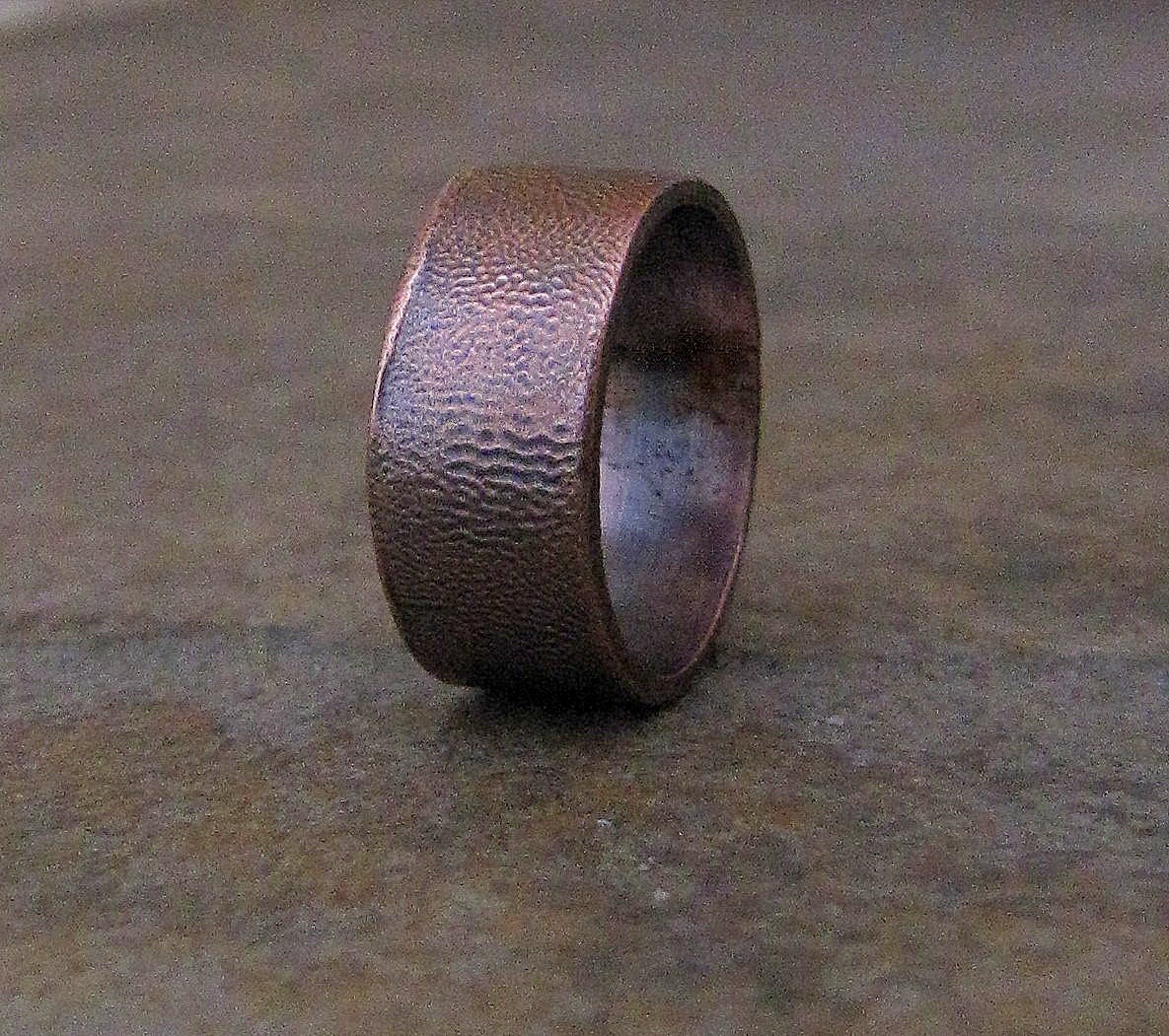 Copper Wide Ring Antiqued Ripple Band Wedding Band Wedding Ring
