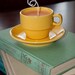 Yellow cappuccino cup and saucer mocha brulee soy candle
