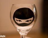 She Ninja - Hand Painted Wine Glass