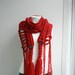 Free SHIPPING Dark Red Wool  Scarf with Black Button Christmas For Her Gift under Usd75