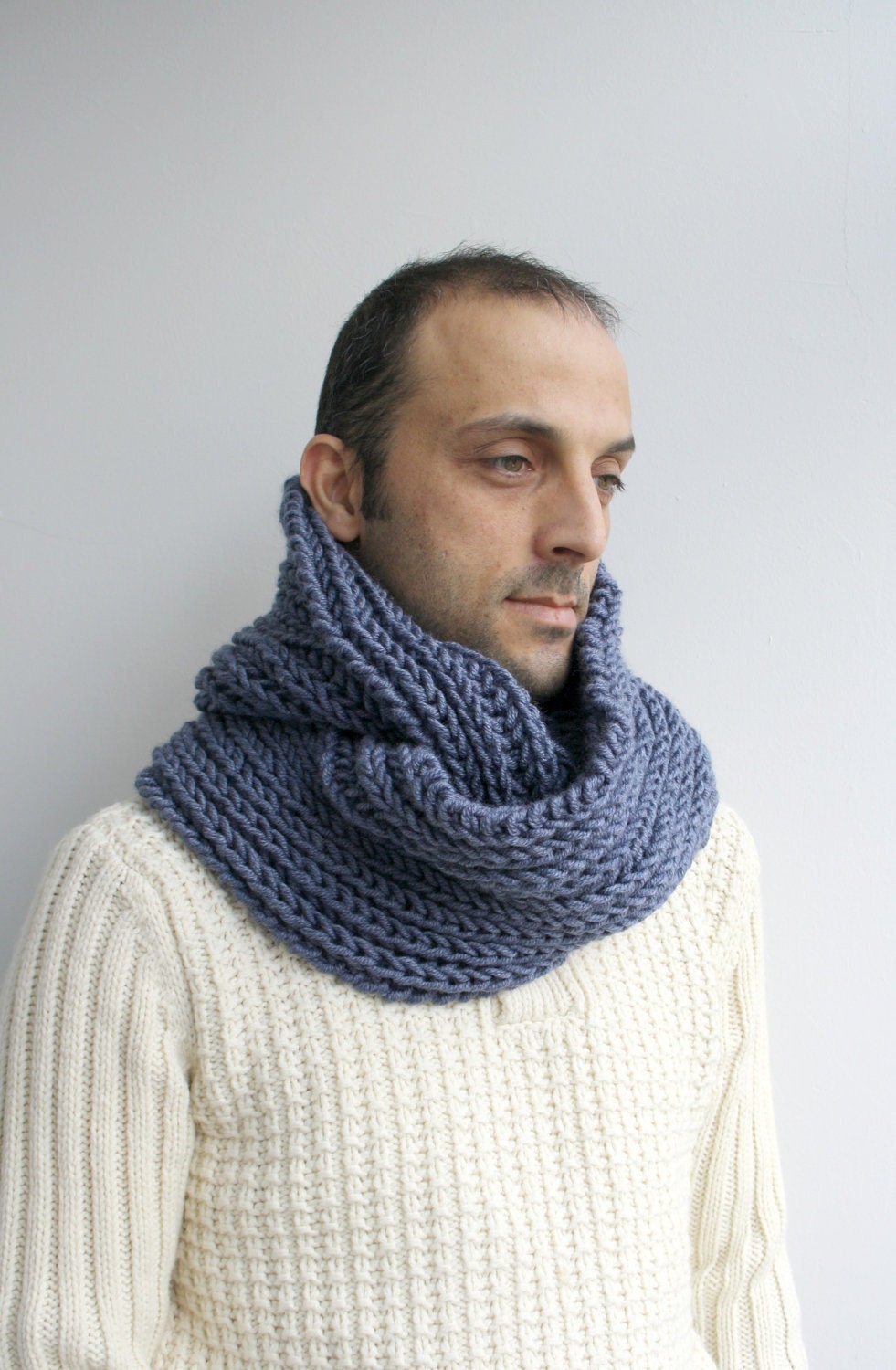 Free Shipping Infinity Loop Scarf Indigo Blue  For Man for women  and for MY DAD under 60 Fathers Day  Gift