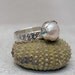 Pearl ring, silver with sea urchin texture. Ariels ring. Made to order.