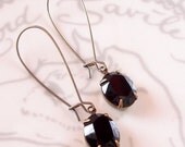 Black Swarovski Earrings Vintage Retro Rhinestone Classic Summer