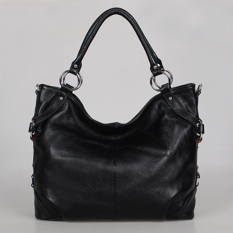 Black leather bag, hobo---Adeleshop handmade Leather bag Messenger Diaper bag Shoulder bag Tote LAST ONE