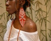 Vegan Ashanti Shield- Hand Painted tribal earrings