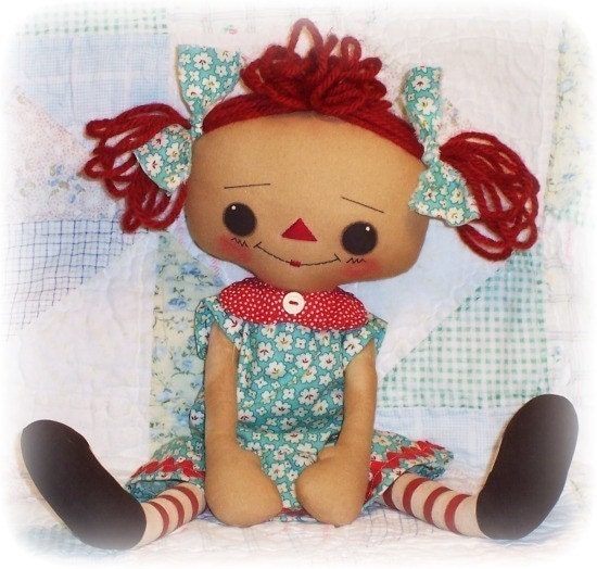 Rag Doll Pattern, Cloth Doll pattern, Instant Download PDF, Raggedy Ann, Annie, Primitive Doll, Sewing Pattern, Toy Pattern