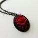 Rose Cameo Necklace Black Red Rose Pendant Gothic Jewelry Dark Red