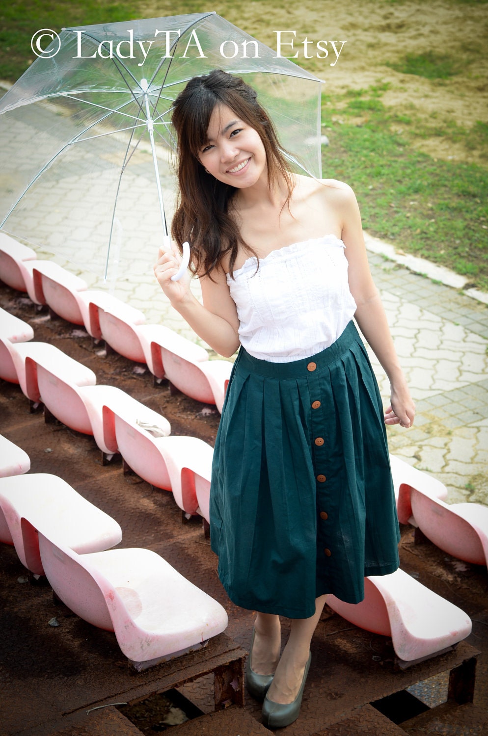 60's Style Full Skirt in Green