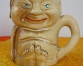 Vintage Buddha Tiki Mug.  Rhinestone eyes.  Hawaiian, Tiki Bar