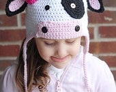 MOO Cow Earflap Hat Crochet Pattern (Permission to sell all finished products)
