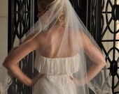 Bridal Veil - Fingertip with Floral Lace - White, Diamond White, Ivory, Champagne