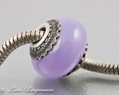 Purple Opal European Charm Bead, Handmade Lampwork, Fancy Bead Caps, Big Hole Slider