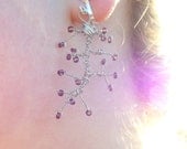 Small Amethyst Purple and Silver Branch Bridesmaids Wirework Earrings (made to order)
