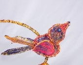 felted  bird necklace ooak jewellery / multicolored fiber art for woman / sculptural home décor