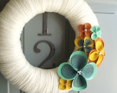 Yarn Wreath Felt Handmade Door Wall Decoration - Warm Up 12in