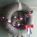 Yarn Wreath Handmade Front Door 4th of July Patriotic - True Colors 12in