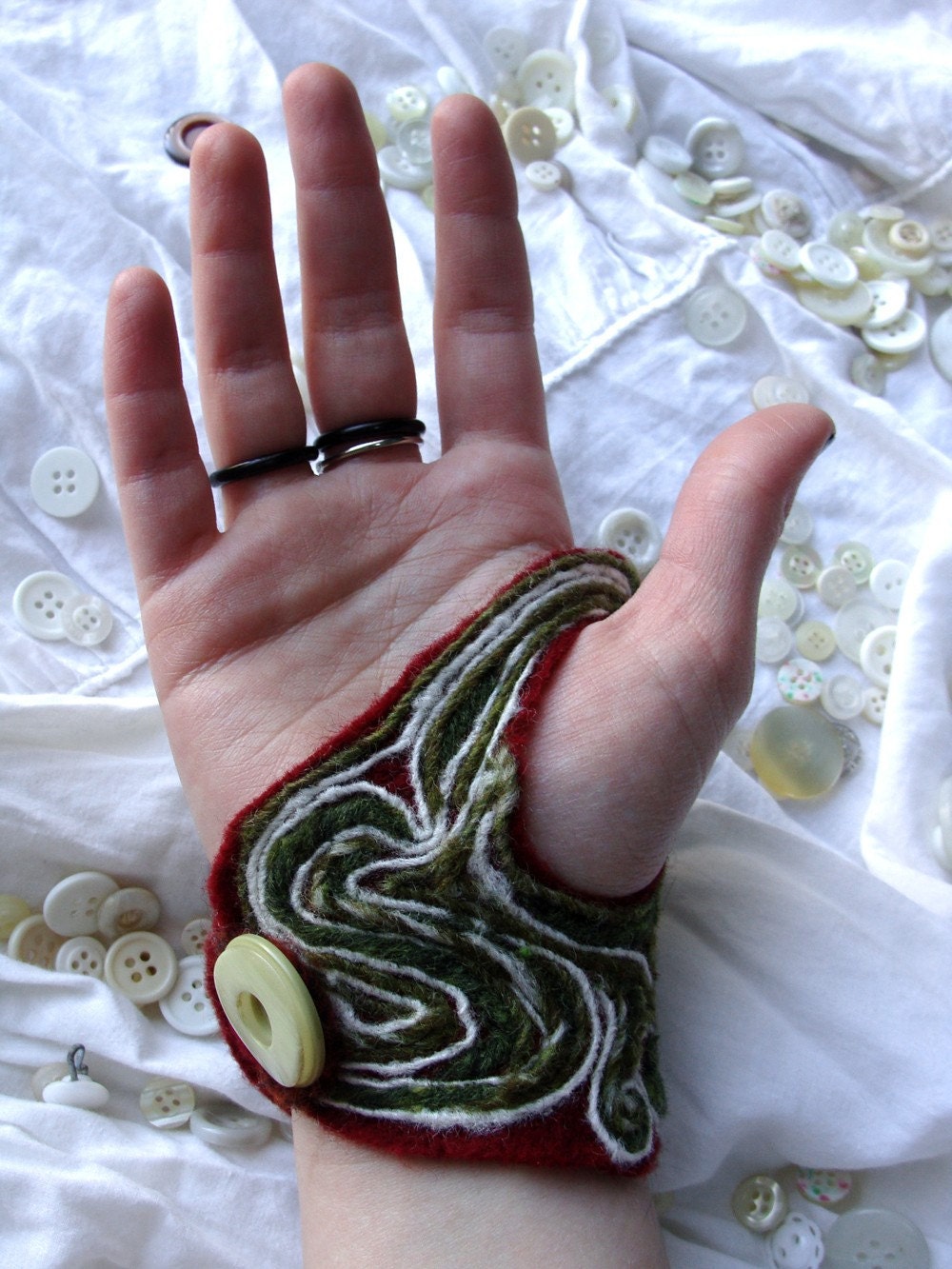 Hand-felted Swirling Autumn Wrist Cuff - PalmCozy No. 002