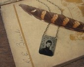 OOAK Altered Victorian Tintype Necklace with Hand Drawn Feathers - Esther's Feathers