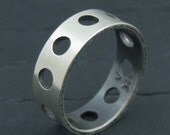 industrial drilled holes sterling silver band ring size 5.75