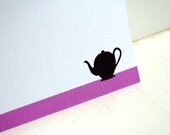 Teapot Personalized Stationery - Tea Time Notecards - Two for Tea Flat Notes - Set of 10