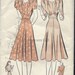 Vintage 1940s Sweetheart Neckline Dress Pattern Puff Sleeve Flared Skirt 1940 Advance 2336 Bust 32